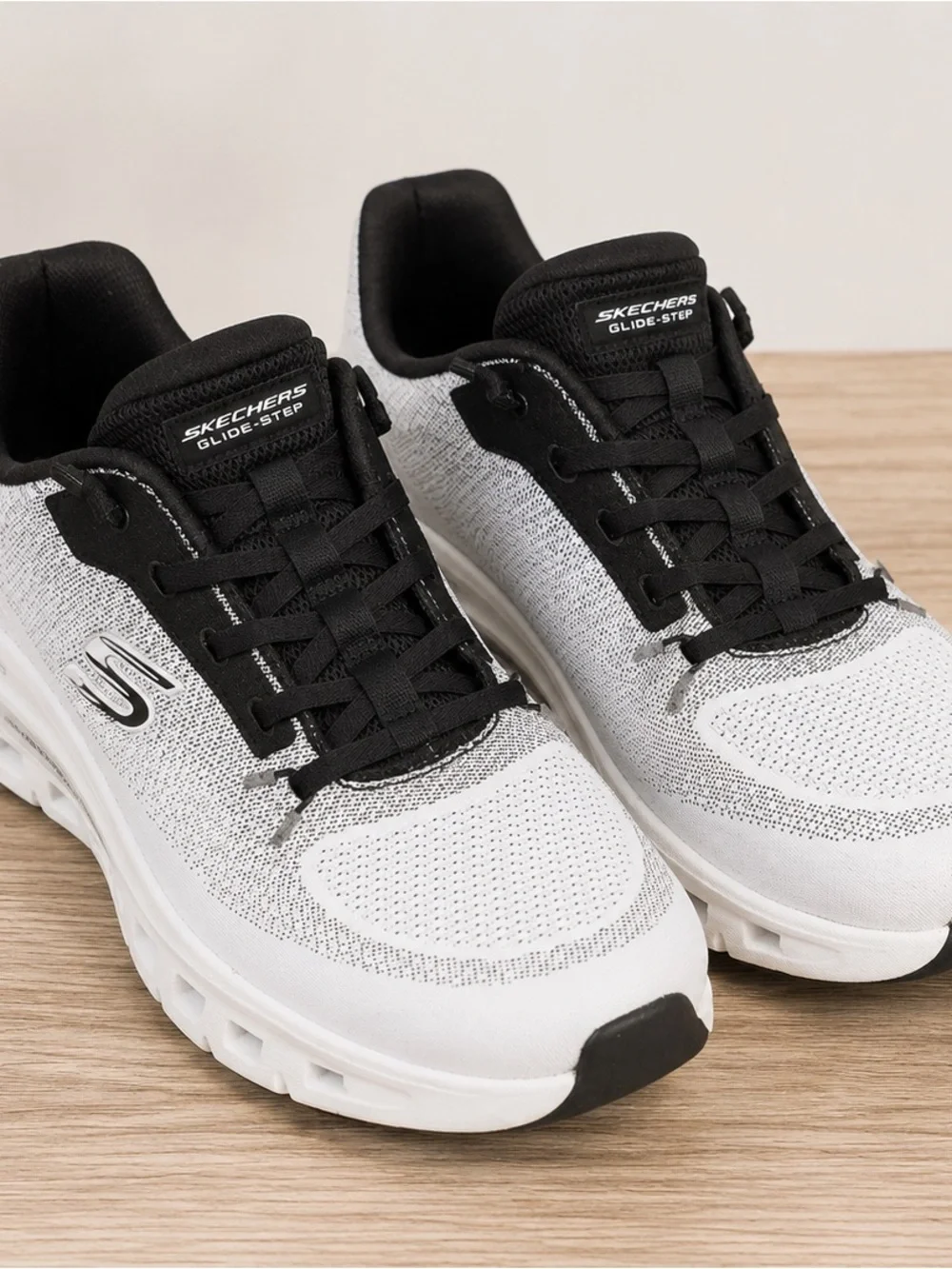 Skechers Glide-Step Black and White Athletic Shoes